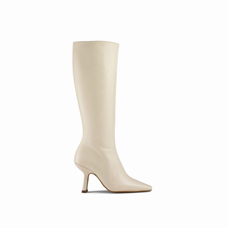 Botas De Cano Alto Russell And Bromley Razor Feminino Creme Branco | PXL3456UT