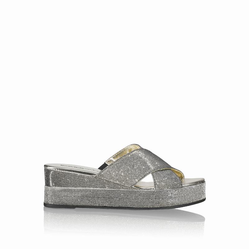 Sandalias Cunha Russell And Bromley Plaza Luxe Feminino Metallic | CUJ5844KR