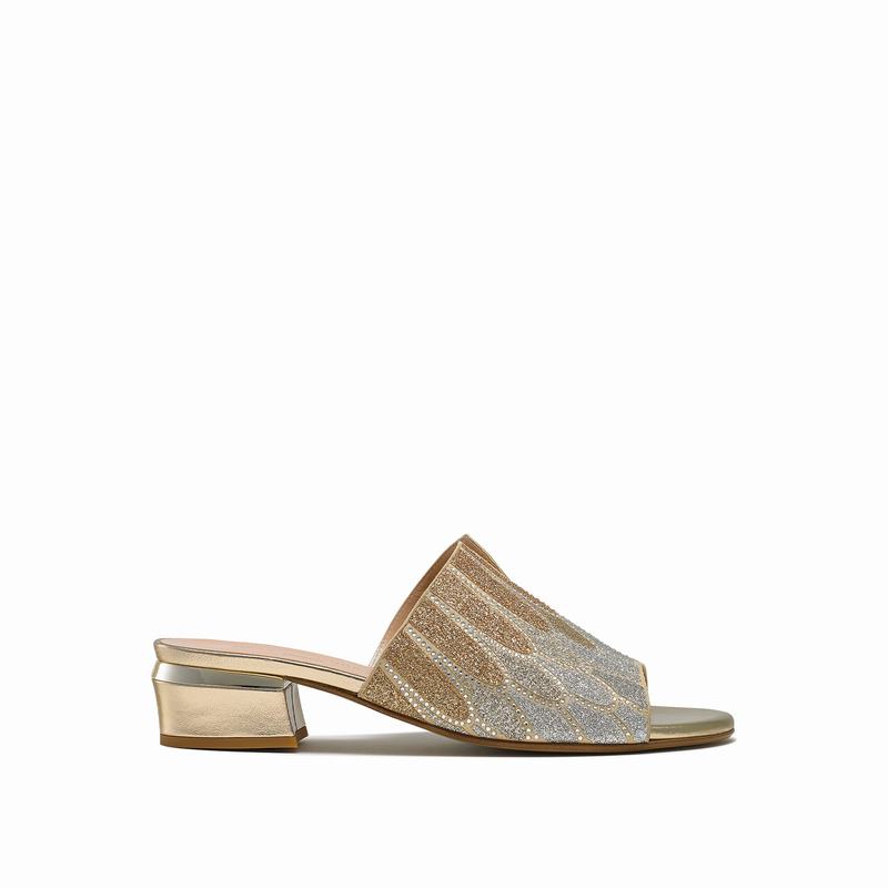 Sapatos Mules Russell And Bromley Feathers Feminino Douradas | BTQ64WX