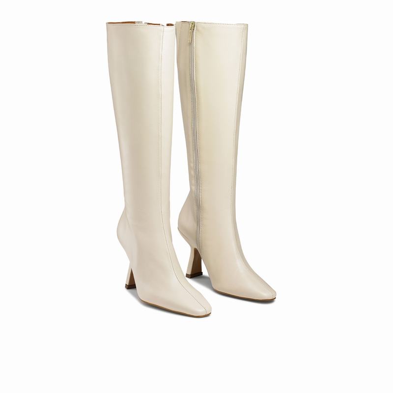 Botas De Cano Alto Russell And Bromley Razor Feminino Creme Branco | PXL3456UT