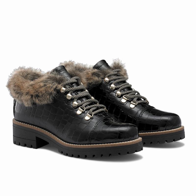 Botas de Amarrar Russell And Bromley Icelander Feminino Pretas | KPG309FX