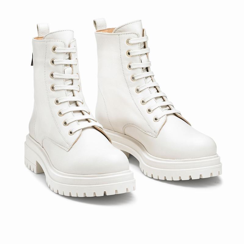 Botins Russell And Bromley Combat Feminino Branco | THU9295FJ