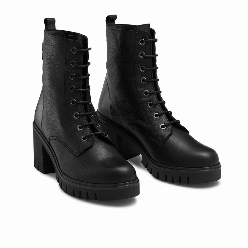 Botins Russell And Bromley Combat Hi Feminino Pretas | NHS7955VS