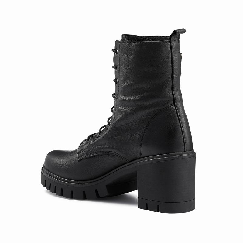 Botins Russell And Bromley Combat Hi Feminino Pretas | NHS7955VS