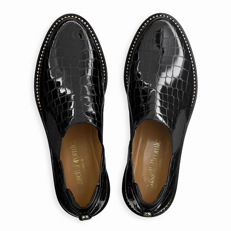 Mocassins Russell And Bromley Grid Feminino Pretas | WIX4272OO