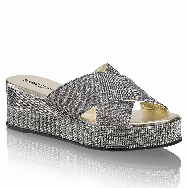 Sandalias Cunha Russell And Bromley Plaza Luxe Feminino Metallic | CUJ5844KR