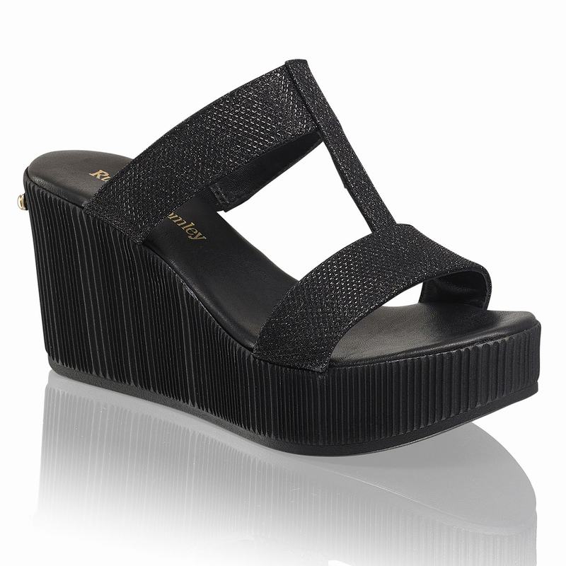 Sandalias Cunha Russell And Bromley Pukka Medio Feminino Pretas | VAV5775XK