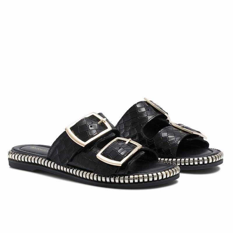 Sandalias Russell And Bromley Gold Mine Feminino Pretas | KJW4510GN