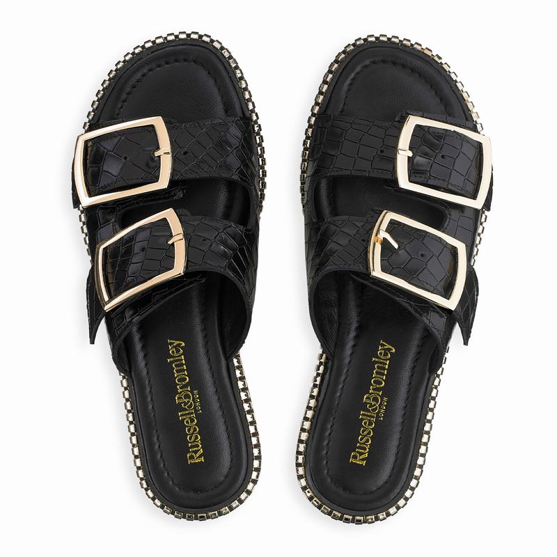 Sandalias Russell And Bromley Gold Mine Feminino Pretas | KJW4510GN