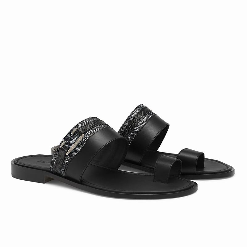 Sandalias Russell And Bromley Oasis Masculino Pretas | TFG1340WL