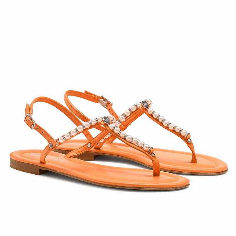 Sandalias Russell And Bromley Pearly Feminino Laranja | MDC578LQ