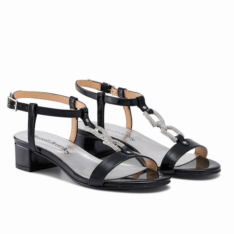 Sandalias de Salto Russell And Bromley Jewely Feminino Pretas | BVD6047YK