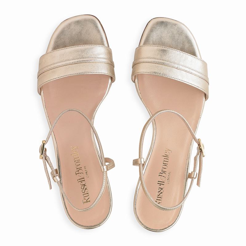 Sandalias de Salto Russell And Bromley Superblock Feminino Metallic | MUG5522DG