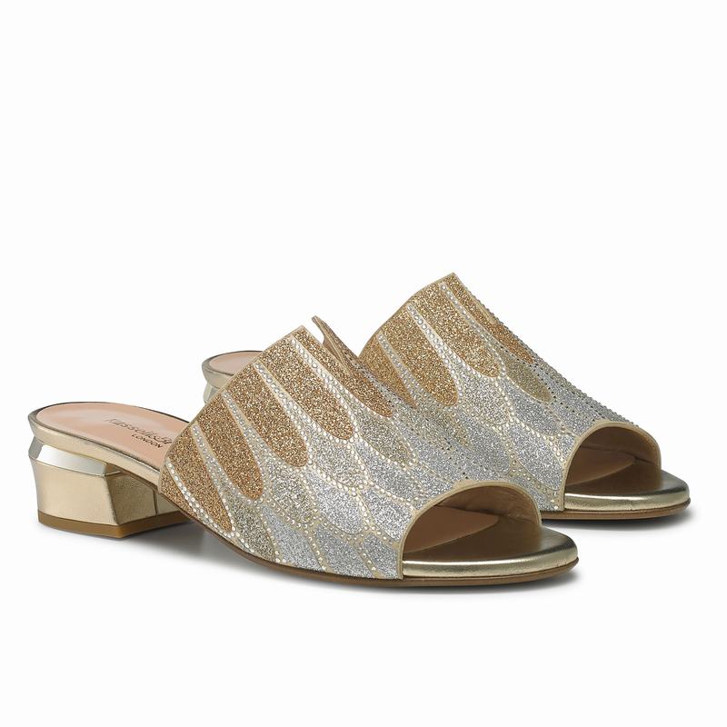 Sapatos Mules Russell And Bromley Feathers Feminino Douradas | BTQ64WX