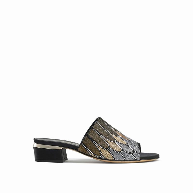 Sapatos Mules Russell And Bromley Feathers Feminino Metallic | KCU7752VM