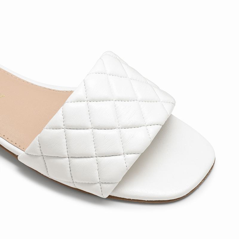 Sapatos Mules Russell And Bromley Quiltmule Feminino Branco | BUT4516DY