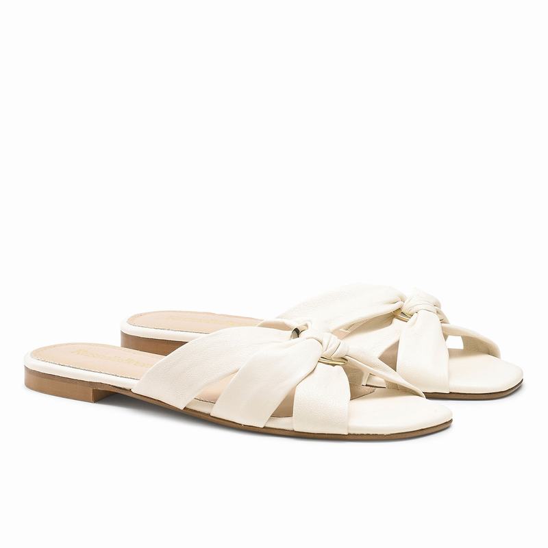 Sapatos Mules Russell And Bromley Softknot Feminino Creme Branco | LJP1458QY