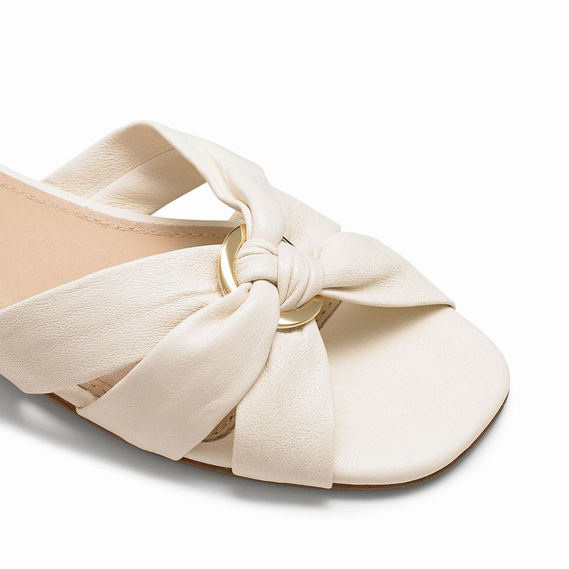 Sapatos Mules Russell And Bromley Softknot Feminino Creme Branco | LJP1458QY