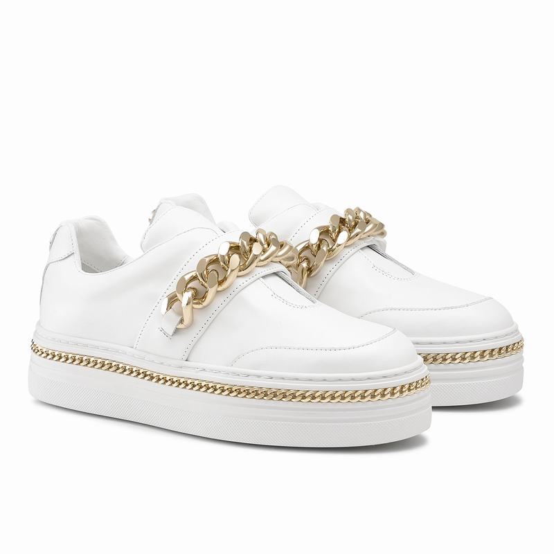 Tenis Plataforma Russell And Bromley Lockchain Feminino Branco | VKO9420KN