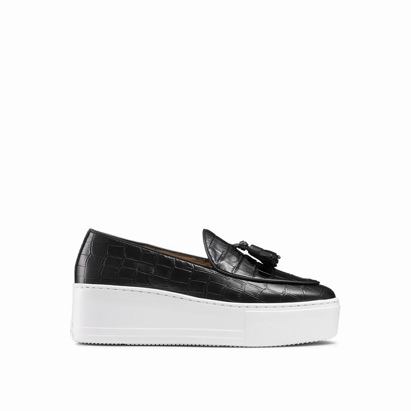 Tênis Deslizante Russell And Bromley Moc Up Feminino Pretas | FOC314WA