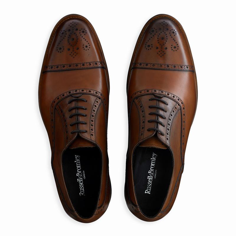 sapatos Brogues Russell And Bromley Chiltern Masculino Marrom | HFS5864BC